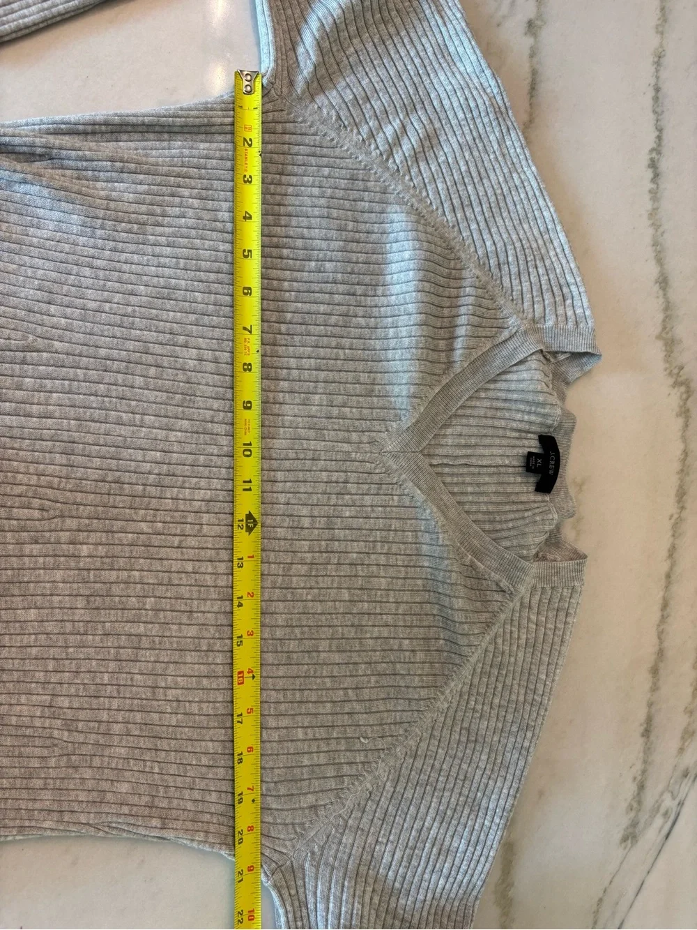 J.Crew Chunky Ribbed Knit Sweater Midi Dress Grey Flare Sleeve Fall Classic XL
